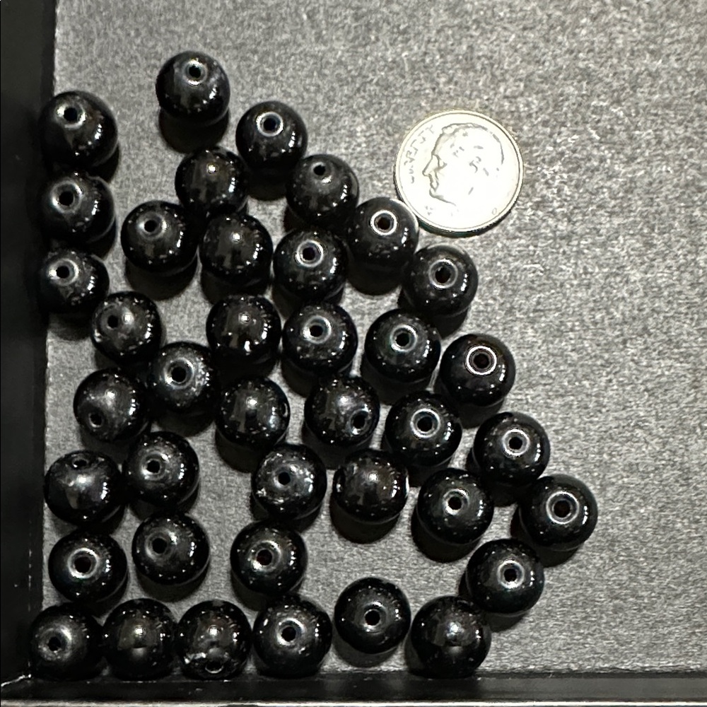 12.  Black Glass 9mm Loose Beads